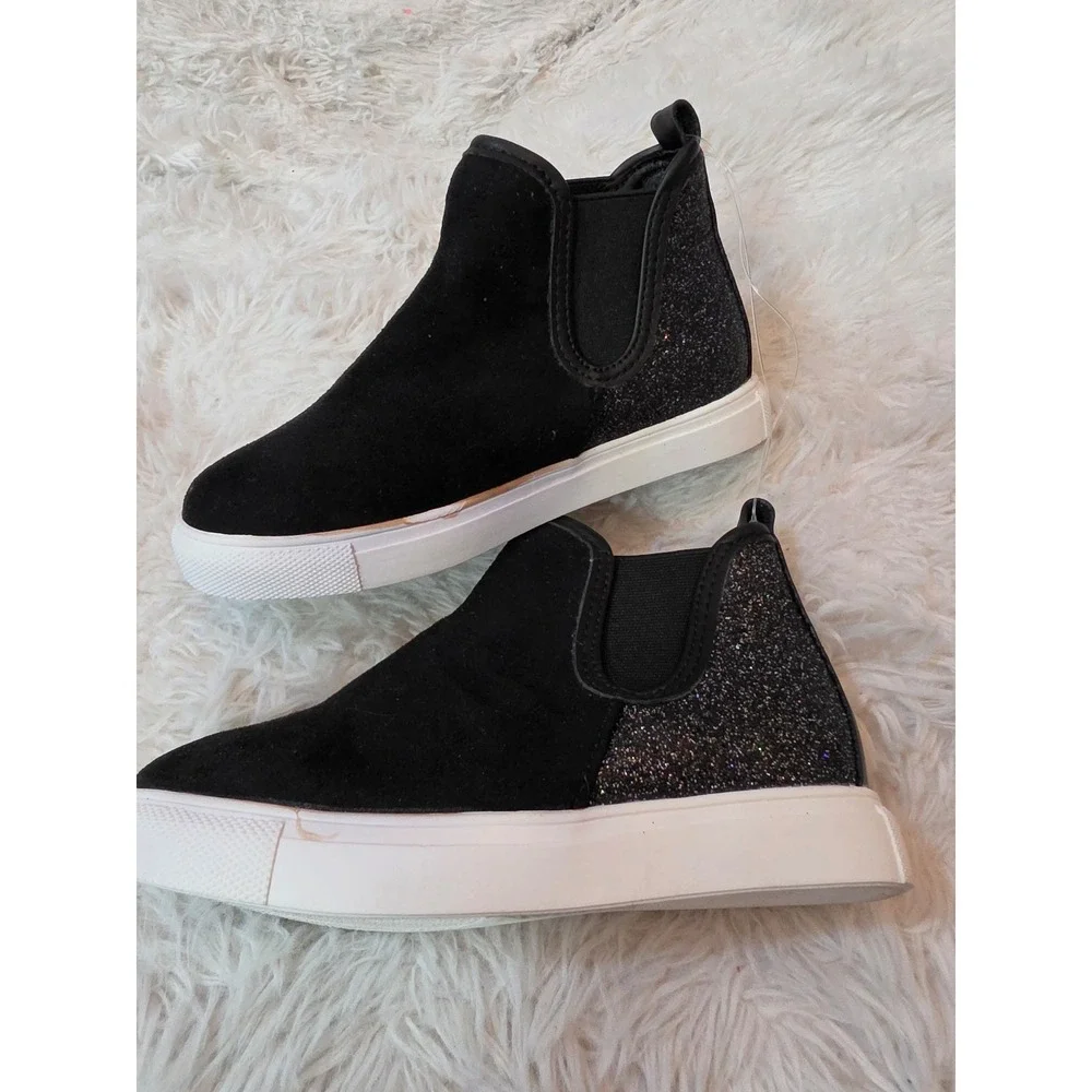 NWT Good Days Only Kids' Chelsea Sneaker Boots - Black Suede & Glitter - Size 10